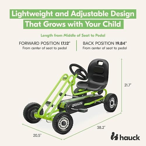 hauck Kids Pedal Go Kart, 4 Wheel Bike Cart, Ride for Ages 4-8, Green | Outdoor Ride-On Bicycle Cart with Rubber Tires for Boys and Girls with Adjustable Bucket Seat and Advanced Handbrakes thumbnail 2