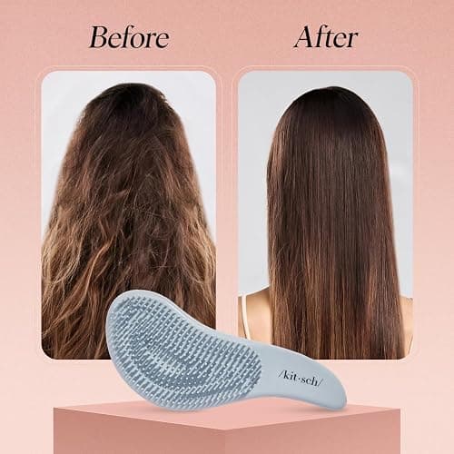 Kitsch Detangler Brush – Gentle Curly Hair Brush with Flexible Bristles for All Hair Types - Wet or Dry | Detangling Hair Brushes for Women & Men, Adults & Kids - Haze Blue thumbnail 5