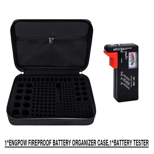 ENGPOW Battery Organizer, Fireproof Battery Organizer Storage Case with Tester (BT168),Water-Resistant Explosionproof Battery Holder Box with Cover and Zipper, Holds 220+ AA AAA C D 9V Batteries thumbnail 7