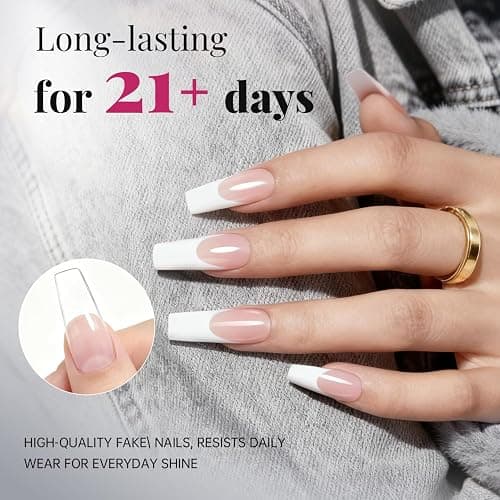 Krofaue 500PCS Clear French Half Cover Nail Tips, Flexible Gel Acrylic | flexible, 10 sizes with box, easy to trim and file, crystal-clear, for salons and home DIY, natural finish thumbnail 9