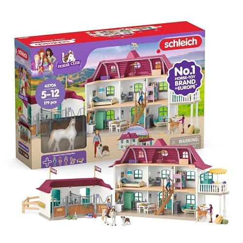 Schleich Horse Club - 179 PC Lakeside Country House and Stable Playset with Horse Figurines, Poseable Characters and Accessories - Realistic Farm Toys for Girls and Boys - Kids Ages 5+ | 42706 - Image 1