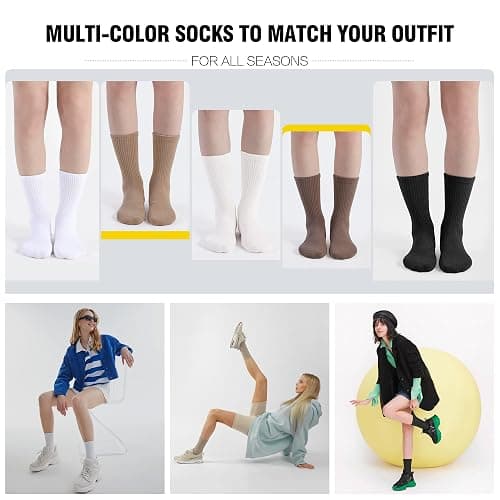 CLOSEMATE Womens Calf Crew Socks Comfortable Soft Cotton and Lightweight 5 Pairs thumbnail 5