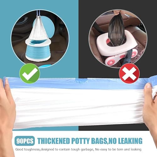 VISATOR Portable Travel Potty Chair Liners Bags Universal with Drawstring, 90 PCS (18 * 20INCH) (White) thumbnail 4