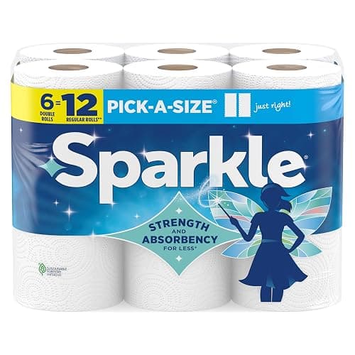 Sparkle Pick-A-Size Kitchen Paper Towels, 6 Double Rolls, 660 Sheets | Strong 2 ply paper towels for kitchen cleanup and everyday messes, high absorbency for soaking up spills and wiping surfaces - Image 1