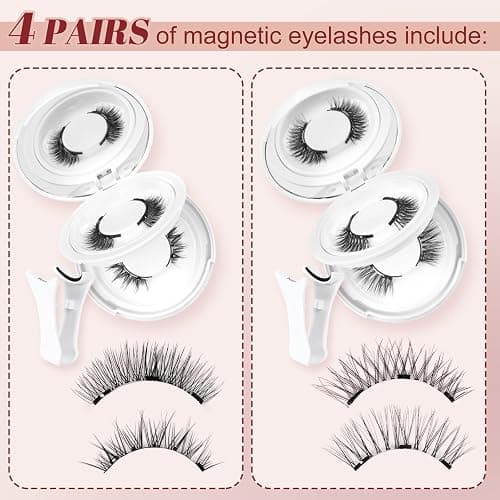 Higu clace Magnetic-Eyelashes with Applicator 4 Pairs Magnetic-Lashes Natural Look Wispy Magnet Lashes Easy to Wear and Remove（DJCX-A01) thumbnail 2