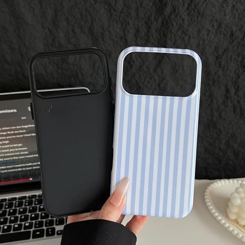 Longlayss Compatible with iPhone 17 Case Cute Striped Phone Case Light Blue | Cute Aesthetic Stripes Phone Cover for Women Girl Shockproof Slim TPU and Hard PC Protective Cover (Light Blue) thumbnail 2