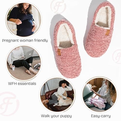 EverFoams Women’s Soft Curly Full Slippers Memory Foam Lightweight House Shoes Cozy Loafer with Polar Fleece Lining thumbnail 6