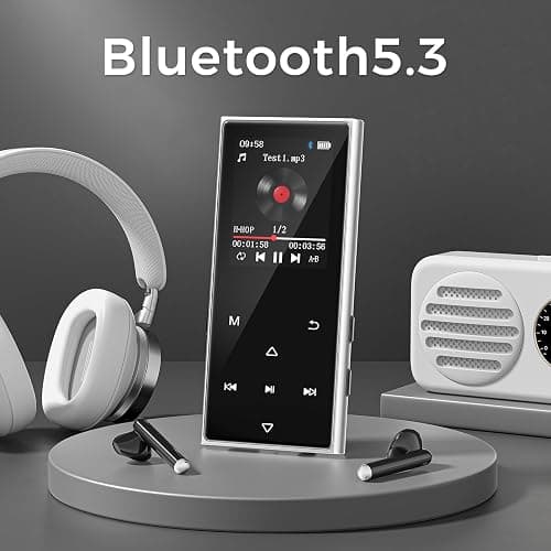 128GB MP3 Player with Bluetooth 5.3, AGXOV Music Player with Built-in HD Speaker, FM Radio, Voice Recorder, HiFi Sound, E-Book, Earphones Included (D50) (Black) thumbnail 2