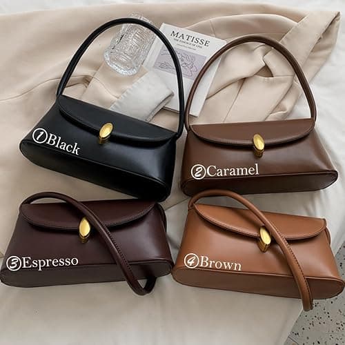Retro Shoulder Bag for Women, Leather Small Tote Handbag Hobo Cute Clutch Shoulder Purse, Vantage Design thumbnail 7