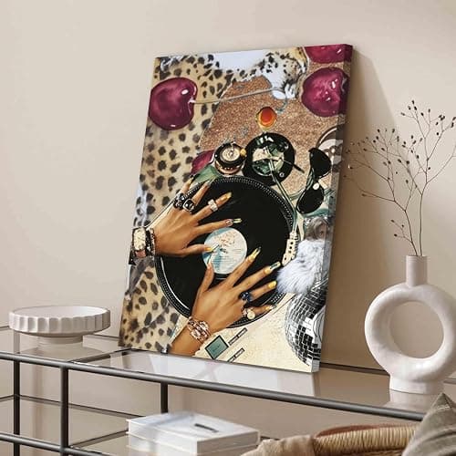 Trendy Leopard Wall Art Set of 3, Cheetah Wall Decor Aesthetic, Black Girl 8 Ball Poster Canvas Print Pictures Funky Lucky Artwork for Bedroom Living Room Framed 12x16 inch thumbnail 6