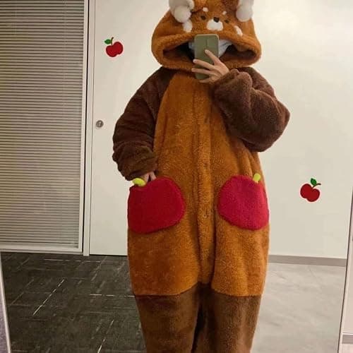 Unisex Adult Animal Pajamas,Plush Cute Animal Onesie Pajamas Christmas Cosplay Homewear Sleepwear Jumpsuit thumbnail 2