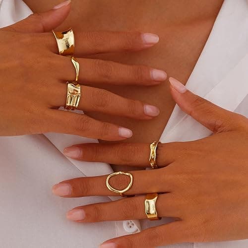 ONBRIG Rings for Women Chunky Rings Set Adjustable Thick Rings Big Large Stackable Ring for Women Bold Thick Statement Ring Trendy Chunky Jewelry thumbnail 3