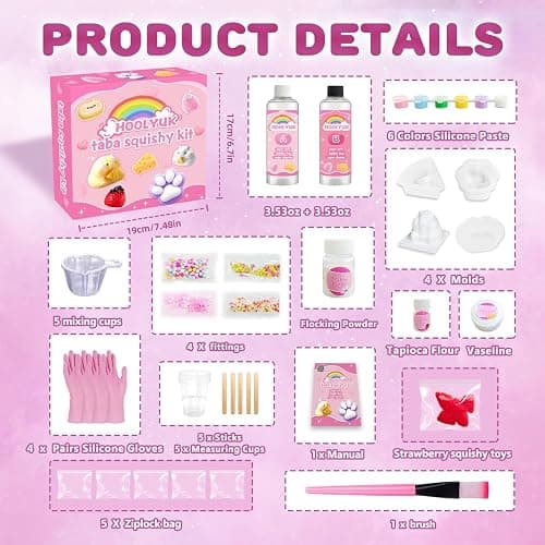 HOOLYUK Taba Squishy Kit, DIY Squishy Making Kit 1:1 AB Liquid Silicone, FuFu Squishy Kit with Mold - Stress Relief Entertainment Gifts for Any Occasion thumbnail 2