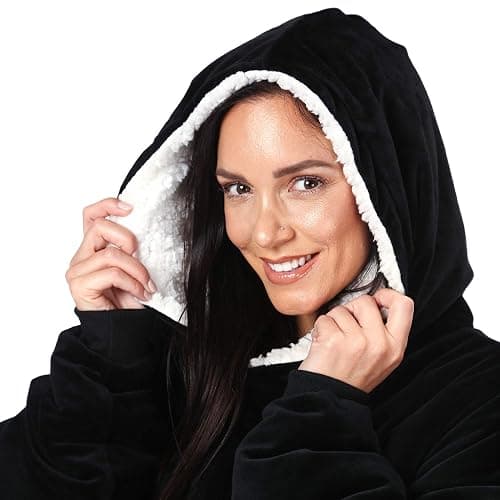 THE COMFY Original | Sherpa Lined Microfiber Fleece Wearable Blanket, Oversized Design with Hood and Pocket from Shark Tank thumbnail 6