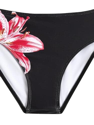 COZYEASE Girls' 2 Piece Ditsy Floral Print Knot Front Ruched Triangle Bikini Swimsuit thumbnail 3
