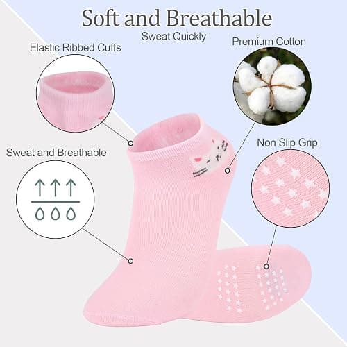 Yafane 12 Paar Baby Socken Stoppersocken Baumwolle Krabbelsocken ABS Kinder Socken Rutschfeste für 0-7 Jahre Kleinkinder Jungen Mädchen - 5-7 Jahre - Mehrfarbig C thumbnail 3