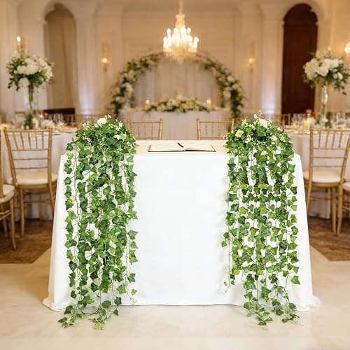 Eidoct Artificial Ivy Fake Leaves & Realistic Vines, 12 Pieces per Pack, Home Decor Wall Accents for Weddings & Parties, Backdrop Wall Decor, Flexible & Shaped-to-Fit Maintenance-Free Ivy Fake Vines thumbnail 2