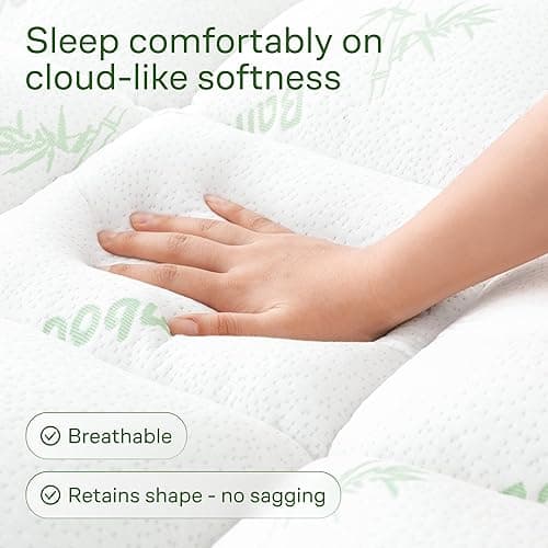 Ultra Soft Twin Size Mattress Topper - Viscose Made from Bamboo Pillow Top Mattress Pad for Back Pain Relief - Naturally Cooling for Hot Sleepers, Green thumbnail 3