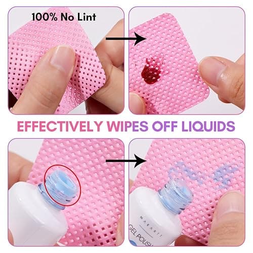 Makartt Lint Free Nail Wipes: Nail Polish Remover Pads 1000PCS Eyelash Extension Glue Wipes, Super Absorbent Soft Gel Nails Wipes Dry Wipes for Nail Prep and Gel Polish Remover, Pink thumbnail 4