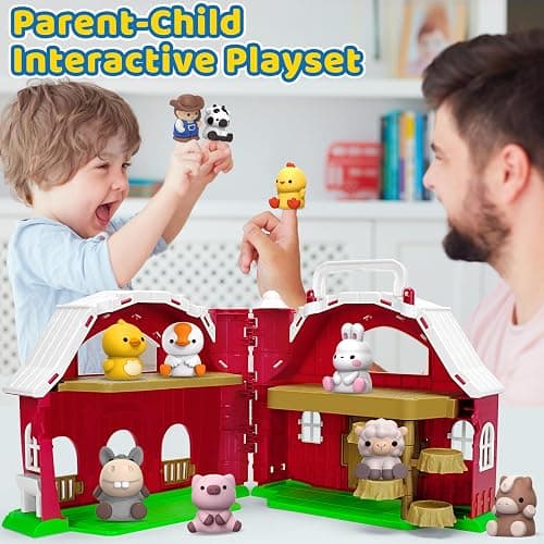 KMUYSL Toys for 1 2 3 Years Old Boys Girls, Big Red Barn Farm Animal Playset for Boys Girls, Learning Montessori Toys, Christmas Birthday Easter Gift for Baby Kids Toddlers Age 12-18 Months thumbnail 6