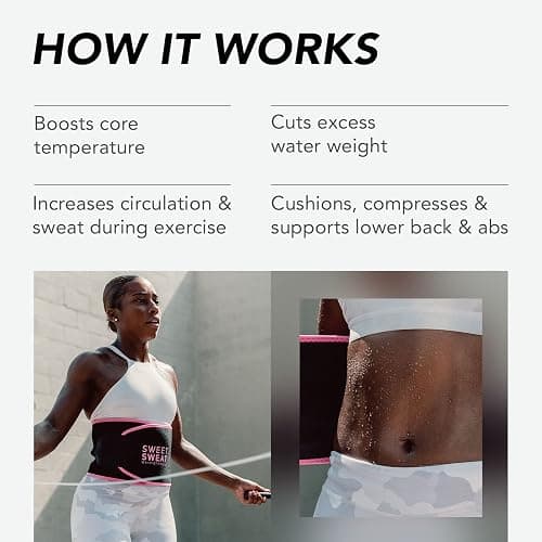 Sports Research® Sweet Sweat Waist Trimmer - Premium Sweat Enhancing Fitness Belt for Women & Men - 5 Adjustable Sizes - XX-Large - Black/Pink thumbnail 6