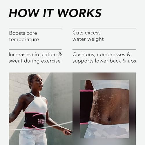 Sports Research® Sweet Sweat Waist Trimmer - Premium Sweat Enhancing Fitness Belt for Women & Men - 5 Adjustable Sizes - Small - Black/Pink thumbnail 6
