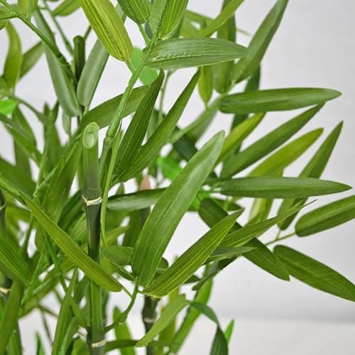 Westcharm 18 inch Faux Bamboo Plant - Lush Artificial Bamboo in Black Polyresin Pot with Decorative River Stones for Home Office Kitchen Living Room Countertop Mantel thumbnail 6