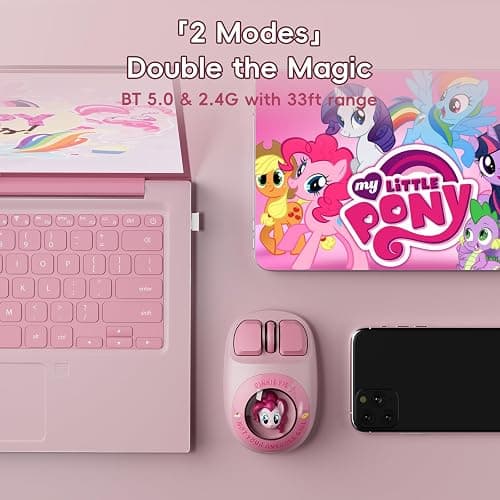 My Little Pony 3D Pinkie Pie Character Design Silent Click Wireless Mouse | 1600 DPI, Click buttons‌ (≤20dB), Dual-Mode (2.4GHz/Bluetooth), 300mAh Rechargeable Battery Ergonomic for Mac/Windows thumbnail 7
