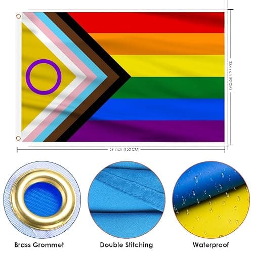 AhfuLife LGBTQ Flag 3x5 Ft, Large Pride Flag for Outside - Double Side with Brass Eyelets for LGBTQ Decor, Pride Day Party Wedding Decorations thumbnail 3