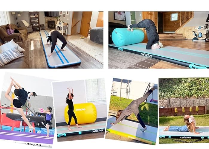 OWROMI Inflatable Air Gymnastics Mats for Tumbling, 10ft/13ft/16ft/20ft Tumble Track Tumbling Mats for Kids, 4/8 Inches Thick Training Mat with Electric Pump Gymnastics Equipment for Kids Mat thumbnail 3