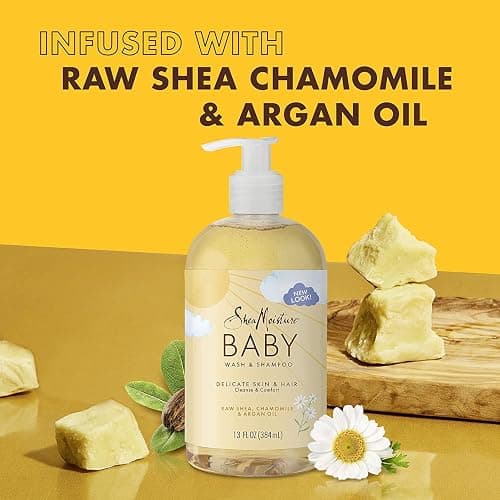 SheaMoisture Baby Wash & Shampoo for All Skin Types Raw Shea, Chamomile & Argan Oil Baby Wash and Shampoo with Frankincense & Myrrh to Help Cleanse 13 oz, Gold, Packaging may vary thumbnail 6
