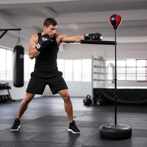 INNOLIFE Freestanding Punching Bag,Adjustable Height Home Boxing Training Equipment for Adults,Durable Boxing Bar & Stand with Stable Base for Fitness Workouts,Red thumbnail 7