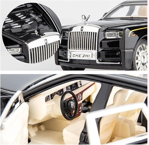 BDTCTK 1/32 Rolls-Royce Phantom Model Car,Zinc Alloy Pull Back Toy car with Sound and Light for Kids Boy Girl Gift (Black) thumbnail 7