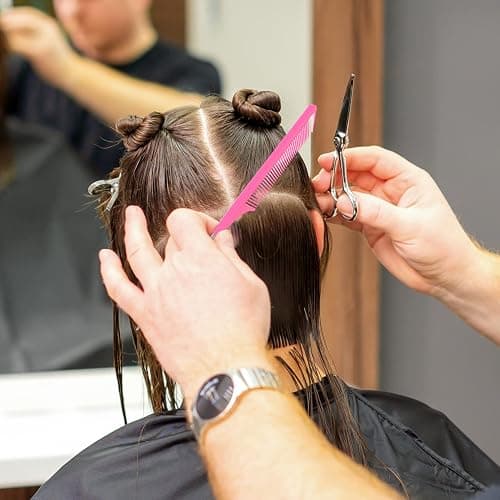 LLTGMV 9.3'' Rat Tail Comb for Hair Stylist, Parting Combs for Braiding hair, Rattail Comb with Metal Stainless Steel Pintail for Sectioning, Teasing and Styling (Pink) thumbnail 5