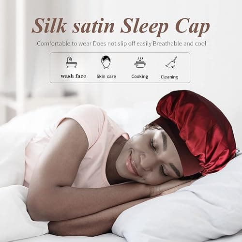 SWEET VIEW Silk Bonnet Satin Bonnet, Silk Hair Wrap for Sleeping, Soft and Comfortable Silk Sleep Cap thumbnail 2