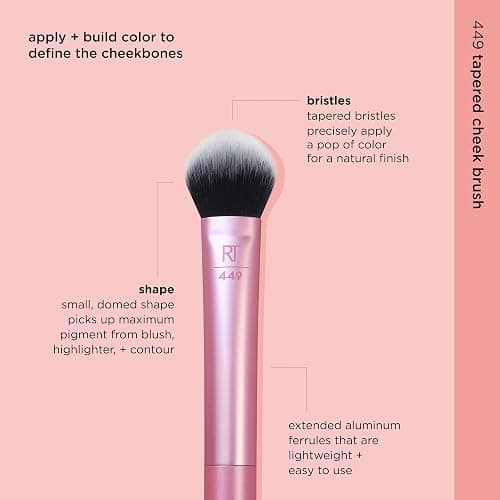 Real Techniques Tapered Cheek Brush, RT 449 Fluffy Blending Brush for Powder Blush & Highlighter, UltraPlush Synthetic Bristles, Vegan & Cruelty-Free Makeup Brush, 1 Count thumbnail 2