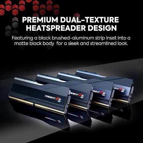 G.SKILL Trident Z5 RGB Series DDR5 RAM (Intel XMP 3.0) 32GB (2x16GB) 6400MT/s CL32-39-39-102 1.40V Desktop Computer Memory U-DIMM - Matte Black (F5-6400J3239G16GA2-TZ5RK) thumbnail 4
