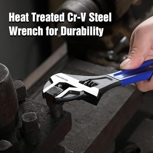 WORKPRO 2-Piece Adjustable Wrench Set, 6-Inch & 10-Inch Wide Jaw Black Oxide Wrench, Cr-V Steel, Metric & SAE Scales, Max Jaw Opening 15/16" & 1-5/16", for Home Repairs, Plumbing, Garage Work thumbnail 6