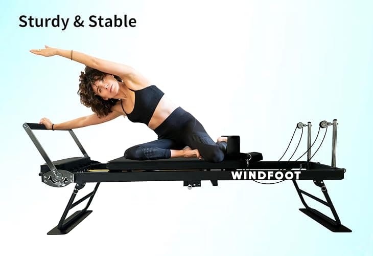 Pilates Reformer Machine Equipment with Springs & Cords for Home Workout, Foldable Pilates Equipment with Jump Board for All Level Users thumbnail 8