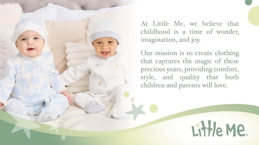 Little Me Clothes for Baby Girls 100% Cotton Scratch-Free Tag Footed One-Piece Romper and Hat Sleeper Set Preemie to 9 Months thumbnail 2