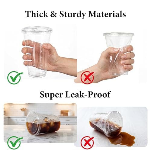 BISWYLBLJ 25 Pack 16oz Clear Plastic Cups with Sip Lids | Disposable Iced Coffee Cups,BPA Free,Food Safe Sturdy Cups for Iced Coffee,Smoothies Party Cold Drinks thumbnail 4