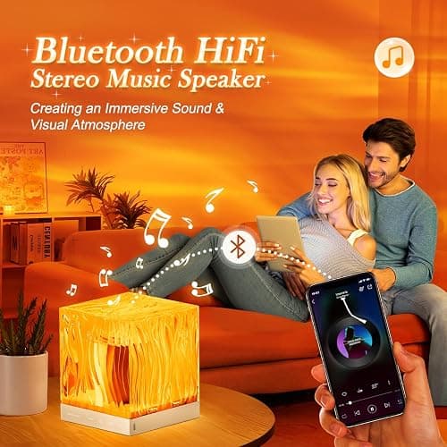Crystal Lamp for Bedroom, 15 White Noise Machine Room Lights for Bedroom, Bluetooth Music Night Light Projector, RGB Aurora Ocean Light Projector, Remote Dimmable Crystal Table Lamp,Teen Girls Gifts thumbnail 3