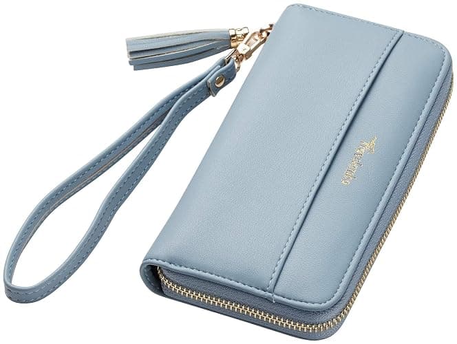 Travelambo Womens Wallet Tassel Bifold Ladies Cluth Wristlet Wrist strap Long Purse - Image 1