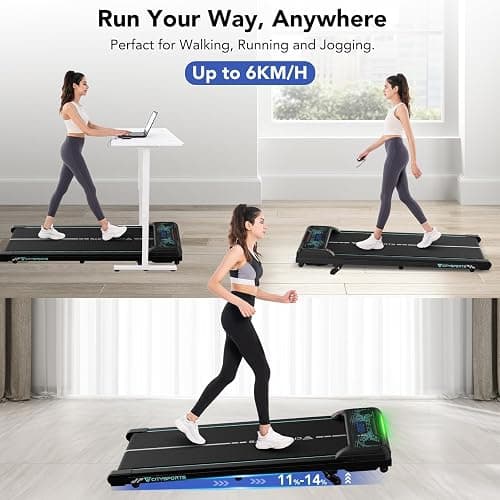 CITYSPORTS Tapis de Course Électrique Inclinable 11–14%, Tapis Roulant Silencieux 1–6 km/h, Écran LED, avec Télécommande, Tapis de Marche pour la Maison et Le Bureau thumbnail 5