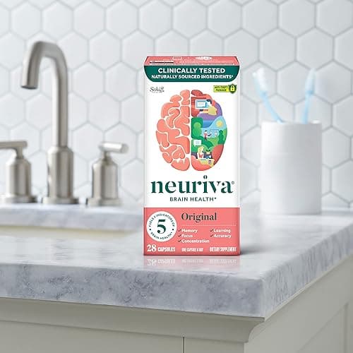 NEURIVA Original Decaffeinated Clinically Tested Nootropic Brain Supplement for Memory, Focus & Concentration, NeuroFactor & Phosphatidylserine, 28ct Capsules thumbnail 10