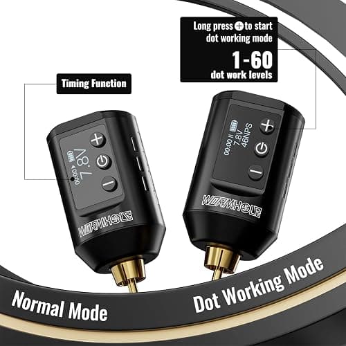 Wormhole Tattoo Gun Kit, Wireless Tattoo Machine Kit Complete Tattoo Practice Kit Rechargeable Cordless Tattoo Power Supply Portable 1500mAh with LED Digital Display for Tattooist WTK260 thumbnail 5