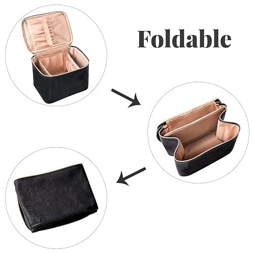 OCHEAL Travel Makeup Bag, Cosmetic Bags for Women Makeup Case Organizer Large Capacity Travel Toiletry Bag Storage Bags with Divider and Handle for Cosmetics Toiletries Brushes Tools-Large, Black thumbnail 9