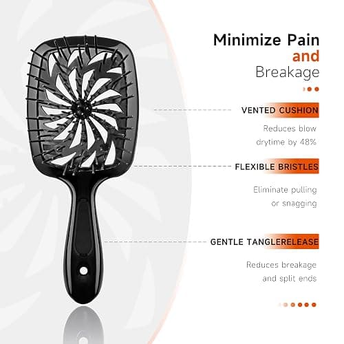 11 Pcs Hair Brush Set, Detangle Hair Brush And Spray Bottle, 3 Pieces Smooth Hairbrush For Toddlers, Suitable For Wet and Dry Hairstyles, Suitable For Adults And Children(Black) thumbnail 2