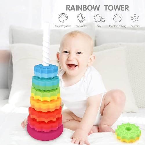 FineSource Spinning Stacking Toys-Spin Toys ABS Plastic and Color Rainbow Design,Focus on Children Educational Kids Brain Development Toys Free Family Games for Birthday Gifts thumbnail 8