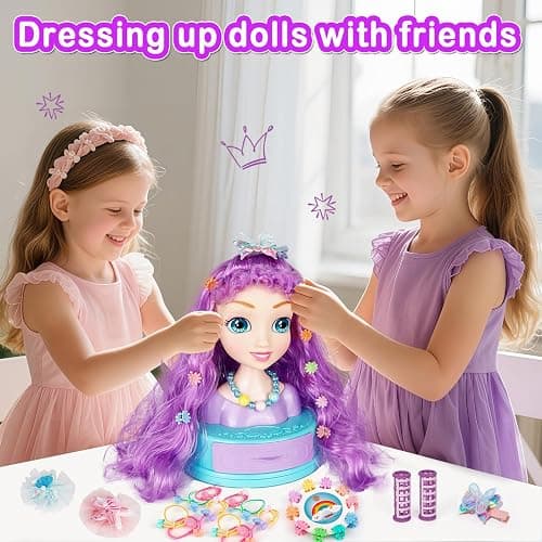Kryonixty 4-in-1 Doll Head for Hair Styling Kids-9Inch,Hair Salon Toys Makeup Kit Princess Accessories Pretend Play Toys Birthday Gifts for 3-8 Year Old Girls thumbnail 7
